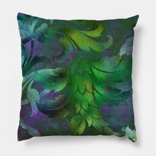 Jungle Floral Neck Gator Green and Purple Jungle Flowers Pillow