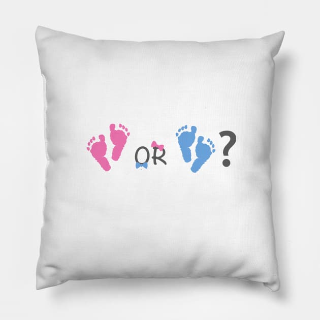 Baby girl and baby boy foots. Baby gender reveal Pillow by GULSENGUNEL