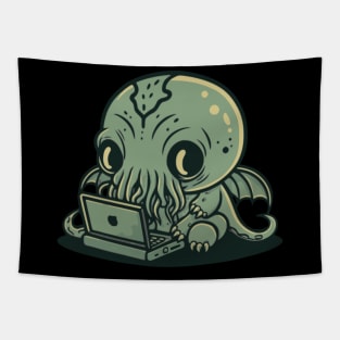 Chibi Cthulhu Programmer Tapestry