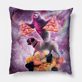 Space Pizza Sloth On Pug Unicorn On Waffles Pillow