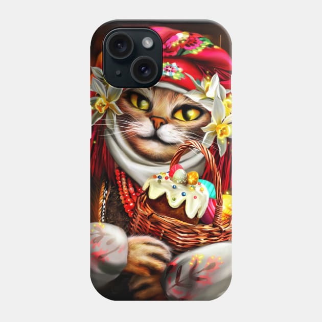 Happy Easter Ukrainian cat Phone Case by Marysha_art