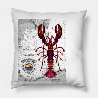 Rockland Maine Lobster Print Dark Pillow