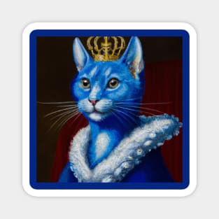 Royal Blue Cat Wearing Crown Magnet