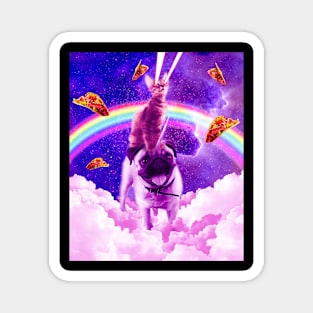 Cosmic Cat Riding Unicorn Pug Magnet