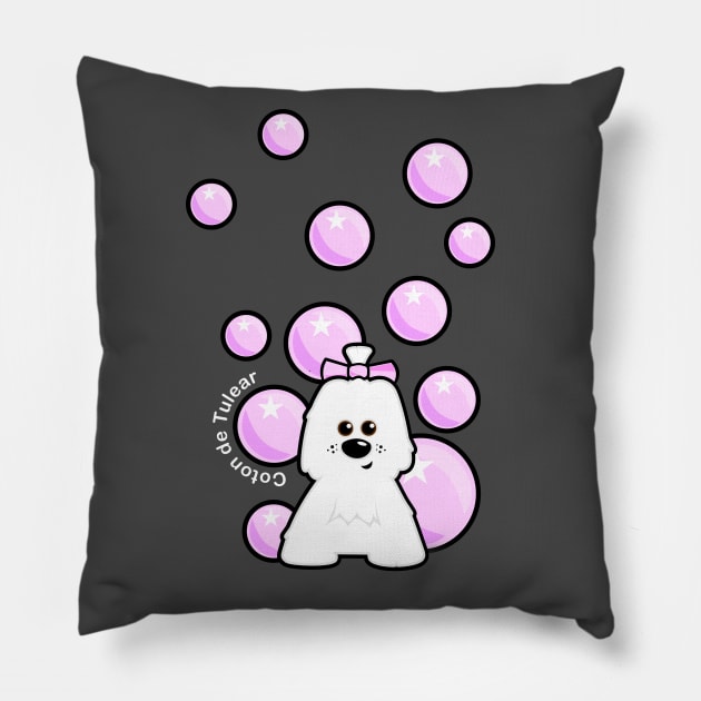 Coton de Tulear bubbles Pillow by Coton de Tulear T-shirts