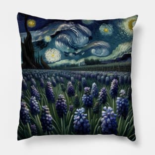 Enchanted Flower Garden Night: Hyacinth Starry Floral Pillow