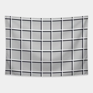 White, Black and Grey Grid Tapestry