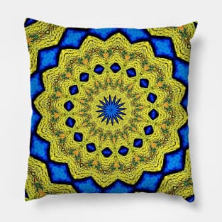 Peacock Feathers Mandala Kaleidoscope Abstract 1 Pillow