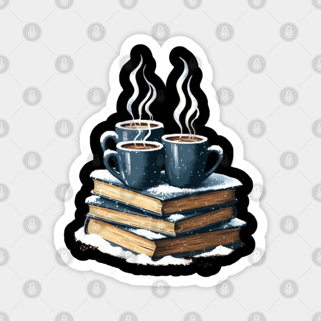 coffee books and snow Magnet by SR8891