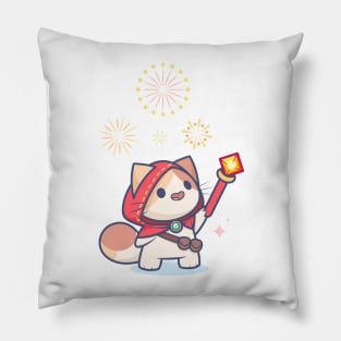 Tiny Fire Mage Kitty Pillow