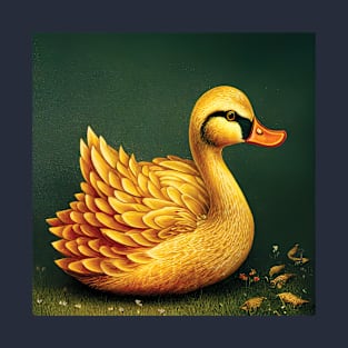 A Yellow Farmyard Duck in a Storybook Style T-Shirt