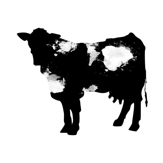 Cow watercolor black and white by xiari