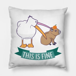 This is fine Meme funny Capybara dog Pelican Nihilism Pillow