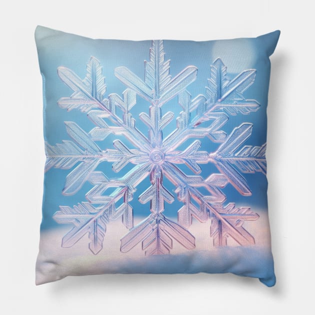 Snow Flake Nature Serene Tranquil Peace Pillow by Cubebox