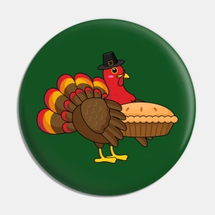 Cute Turkey with Pumpkin Pie Thanksgiving Pin