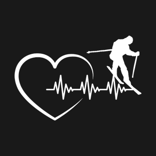 Your Skiing Heartbeats line Sport Design Gift Art TShirt T-Shirt