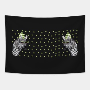 Zebra With Green Polkadots Tapestry