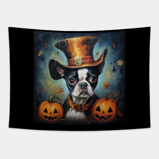 Boston terrier Halloween Tapestry