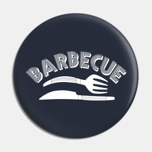 Barbecue Curved Knife and Fork White Text Pin