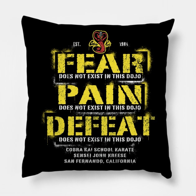 Fear, Pain, Defeat Does Not Exist In This Dojo Pillow by Alema Art