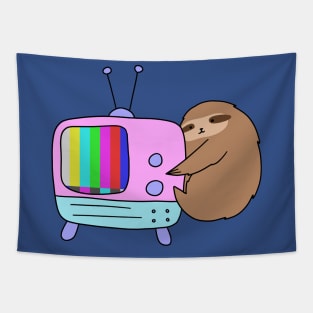 Vintage No Signal TV Sloth Tapestry