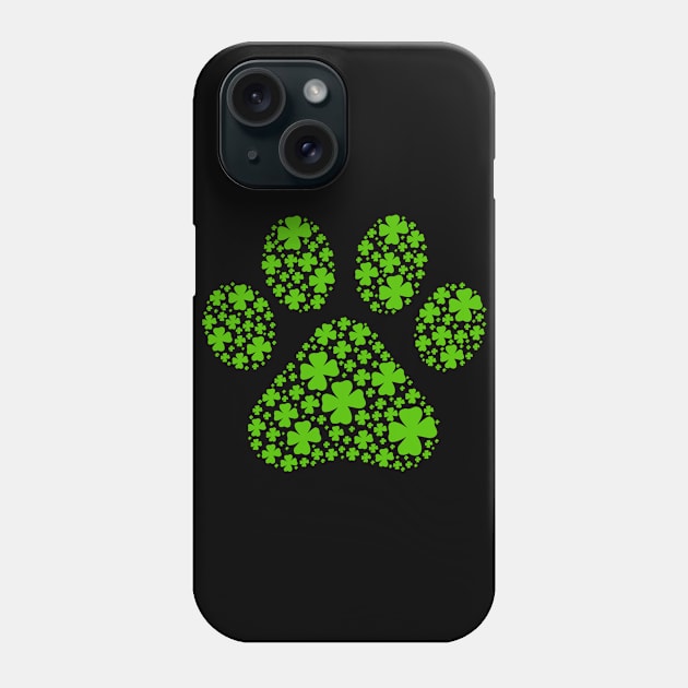 Shamrock Lucky Pawprint Phone Case by Art by Deborah Camp