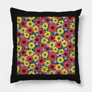 Colourful Abstract Pop Art Florals Pillow