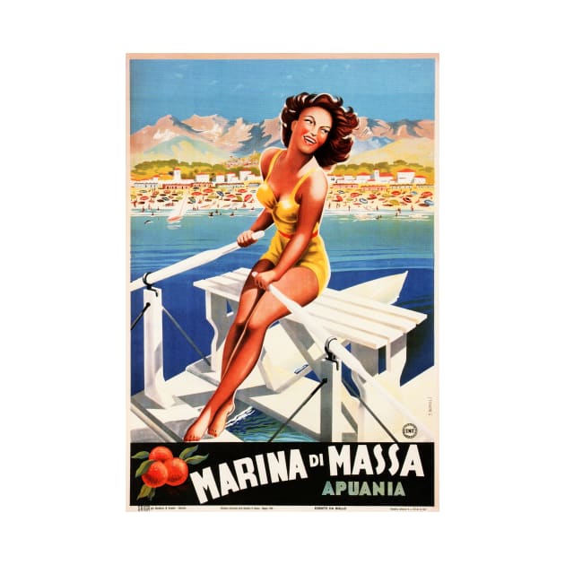 MARINA DI MASSA Apuania ENIT Vintage Italian Travel Art by vintageposters