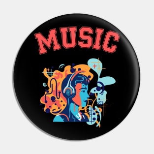 Man listining music in head phones Pin