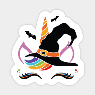 Cute Unicorn Witch LGBT Gay Halloween Rainbow Gift Magnet