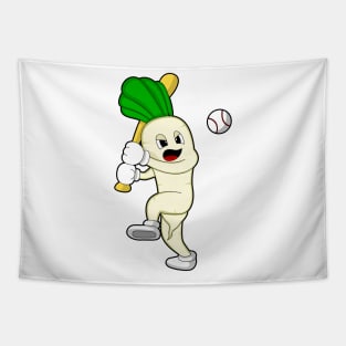 Radish at Baseball with Baseball bat Tapestry