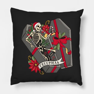 Creepmas Skeleton Christmas Pillow