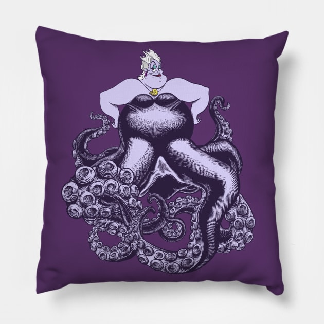 Poor Unfortunate Sea Witch Pillow by ArtistJerryBennett