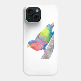 black-capped lory (Lorius lory) watercolor portrait Phone Case