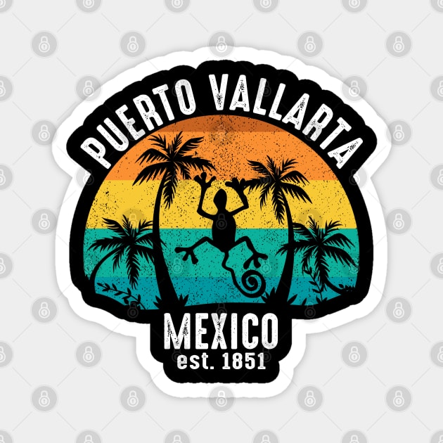 Puerto Vallarta Iguana Beach Palm Trees Magnet by FilsonDesigns