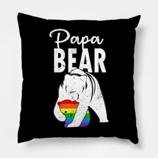 Papa Bear Gay Pride Flag LGBT Dad Camping Father Day Pillow