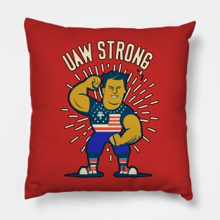 UAW Strong United Auto Workers Strike Union Worker Red Pillow