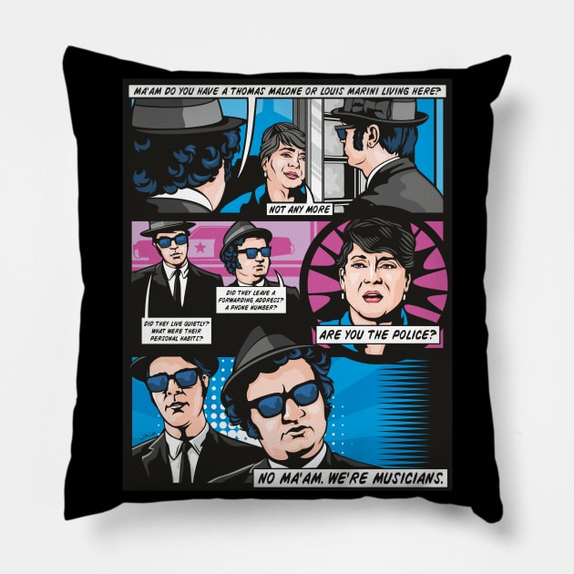 Blues Brothers Pillow by Jamie Lee Art