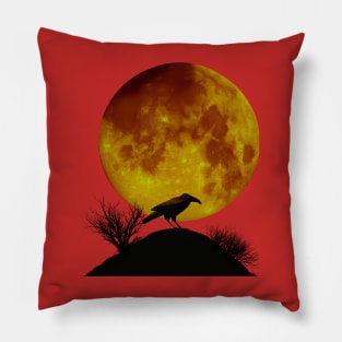 Raven and full moon Pillow