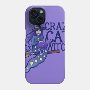 Crazy cat witch Phone Case