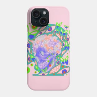 floral skull in pink landscape ecopop Phone Case