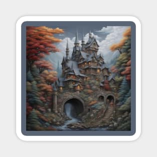 fantasy castle in the woods Magnet