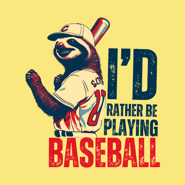 I'd Rather Be Playing Baseball Sloth Baseball Player by DesignArchitect