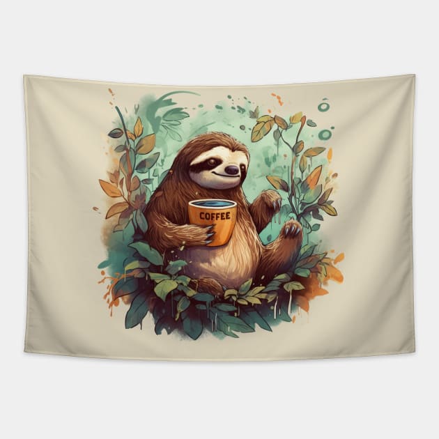 Sloth Coffee Tapestry by mbloomstine