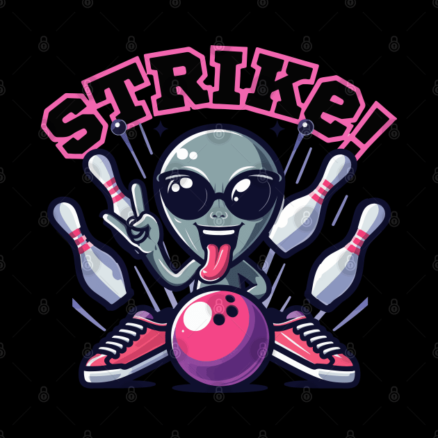 I love bowling. Alien strike. Bowling shot. by Ideas Design