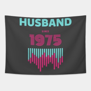 HUSBAND SINCE 1975 RETRO VINTAGE CLASSIC PINK GREEN Tapestry