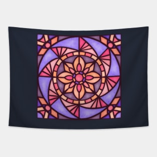 Stained glass sunflower - coral Tapestry