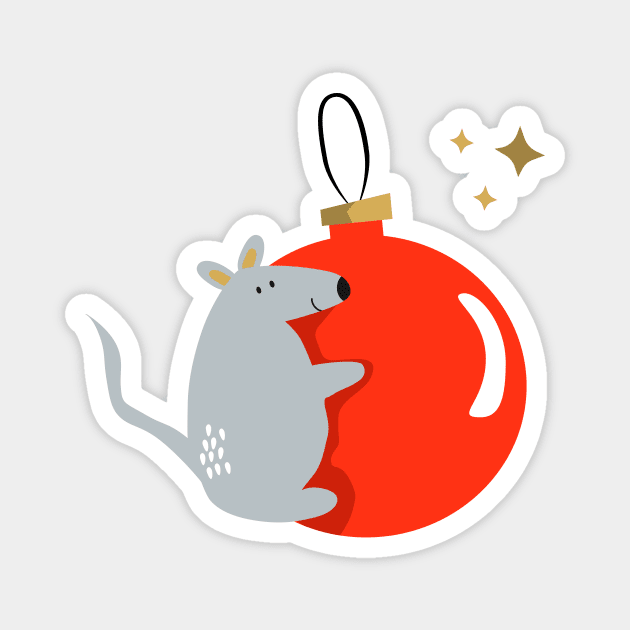 Funny mouse on the christmas balloon Magnet by monika27