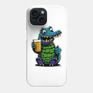 Cartoonish croc with beer mug Phone Case