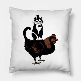 Tuxedo Cat on a Chicken Pillow